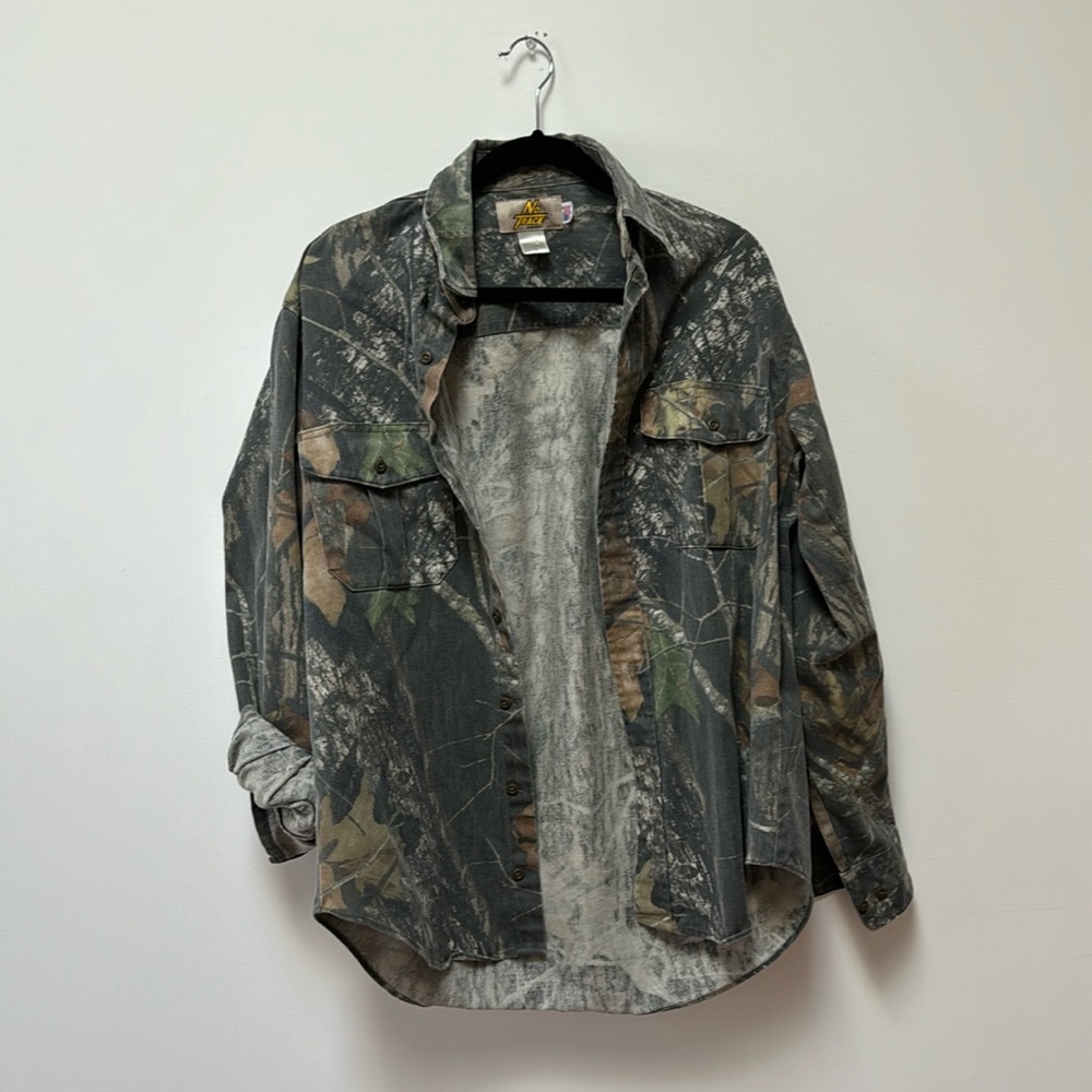 camo oversized button down